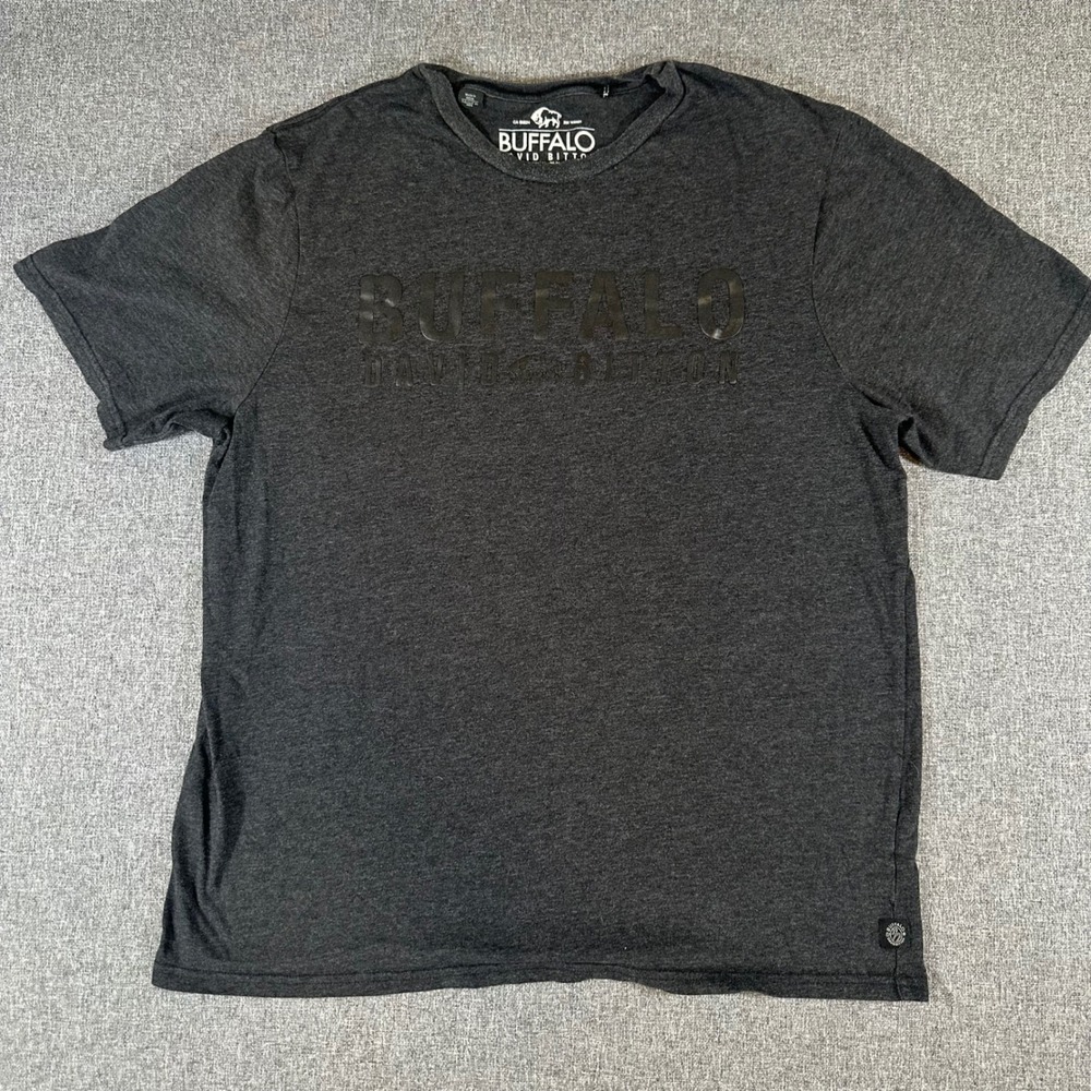 Buffalo David Bitton Mens XL T-Shirt Charcoal Gray Heather Logo Graphic Tee XL